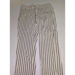 Catherine Malandrino Ivory Pants With Navy Pinstripe Size 8 Fabric Buttons